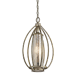 Подвесной светильник овальной формы с цилиндрическим плафоном в цвете сусальное серебро Kichler варинант исполнения - 1 | Loft Concept в Сочи