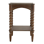 Приставной столик деревянный с резными ножками и нижней полкой Vintage Side Table Brown Wood варинант исполнения - 3 | Loft Concept в Сочи