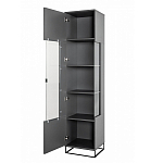 Шкаф-витрина цвета графит с полками и стеклянной дверью Strict Lines варинант исполнения - 3 | Loft Concept в Сочи