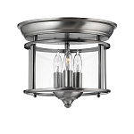 Потолочный светильник в форме фонаря с прозрачным цилиндрическим плафоном и тремя лампами в форме свечей Hinkley варинант исполнения - 1 | Loft Concept в Сочи