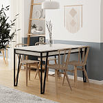 Стол обеденный с прямоугольной столешницей пыльного белого цвета на 4-х металлических ножках PAL ANCIENT WHITE варинант исполнения - 3 | Loft Concept в Сочи