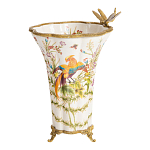 Ваза из фарфора с бронзовой стрекозой  Paradise Dragonfly варинант исполнения - 6 | Loft Concept в Сочи