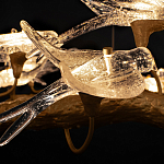 Люстра подвесная линейная с прозрачными стеклянными птичками на ветвях Serip Voa варинант исполнения - 11 | Loft Concept в Сочи