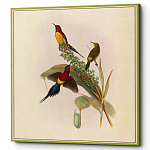 Постер на холсте с изображением птиц и цветов Blooming Birds Poster варинант исполнения - 3 | Loft Concept в Сочи