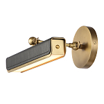 Светильник для картин цвет винтажная латунь с прямоугольным плафоном из кожи черного цвета Alora варинант исполнения - 4 | Loft Concept в Сочи