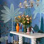 Обои ручная роспись Malwa Special Colourway on blue painted Xuan paper варинант исполнения - 1 | Loft Concept в Сочи