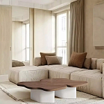 Дизайнерский журнальный стол с фигурной столешницей на белом основании Holarisex варинант исполнения - 1 | Loft Concept в Сочи