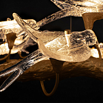 Люстра подвесная с прозрачными стеклянными птичками на ветвях Диаметр 80 см Serip Voa варинант исполнения - 10 | Loft Concept в Сочи