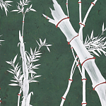 Обои ручная роспись Bamboo Argent on Edo Green painted silk варинант исполнения - 2 | Loft Concept в Сочи