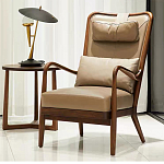 Кресло c каркасом из массива дерева и с мягким подголовником Walnut Armchair варинант исполнения - 1 | Loft Concept в Сочи