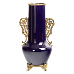 Ваза темно-синяя фарфоровая с бронзовыми ручками и ножками Eden Garden варинант исполнения - 1 | Loft Concept в Сочи
