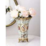 Ваза голубого цвета из фарфора с цветочным рисунком и бронзовой стрекозой Blue Garden варинант исполнения - 4 | Loft Concept в Сочи