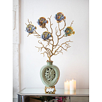 Ваза зеленая с бронзовыми ветвями и фарфоровыми рыбками Eden Garden варинант исполнения - 4 | Loft Concept в Сочи