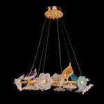 Люстра круглая на золотом каркасе с птичками и цветочным декором Miscellaneous herbs варинант исполнения - 2 | Loft Concept в Сочи