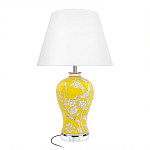 Настольная лампа желтая с изображением белых птиц Flight Among Acacia варинант исполнения - 1 | Loft Concept в Сочи