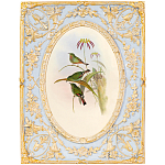 Декоративный постер с изображением птиц в раме с рельефным растительным узором Blooming Birds Poster варинант исполнения - 12 | Loft Concept в Сочи