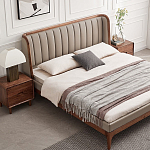 Кровать двуспальная с мягким изголовьем Moon Walnut Bed варинант исполнения - 1 | Loft Concept в Сочи