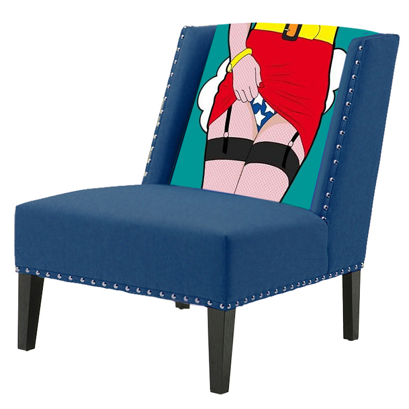 FUN Armchair "Super woman" Blue Дизайнерское кресло с цветным принтом Бирюзовый в Сочи | Loft Concept 