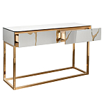 Консоль с ящиками зеркальная с золотым декором Gold Painted Mirror Console варинант исполнения - 2 | Loft Concept в Сочи