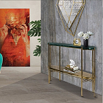 Консоль овальной формы золотая с полкой для хранения Craig варинант исполнения - 4 | Loft Concept в Сочи