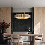 Люстра круглая из толстых деревянных реек Natural Style варинант исполнения - 4 | Loft Concept в Сочи