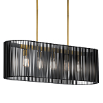 Люстра подвесная овальной формы с металлическим решетчатым абажуром матово-черного цвета и 5 лампами Kichler варинант исполнения - 1 | Loft Concept в Сочи