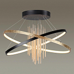 Люстра подвесная с 2-мя пересекающимися круглыми подвесами в черном и золотистом цвете и вертикальными подвесками Ring Horizontal варинант исполнения - 2 | Loft Concept в Сочи