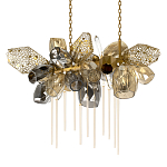 Люстра подвесная с 22-мя гранёными стеклянными плафонами с вертикальными подвесками Gilded Mirage  варинант исполнения - 7 | Loft Concept в Сочи