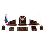 Настольный письменный набор с часами из природного камня обсидиана  Contract Extended варинант исполнения - 1 | Loft Concept в Сочи