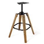 Барный стул со спинкой и подлокотниками на 4-х коричневых деревянных ножках Бежевый Велюр Ava Charm варинант исполнения - 6 | Loft Concept в Сочи