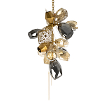 Люстра подвесная вытянутой формы с плафонами из стекла и металла с тремя вертикальными подвесками Gilded Mirage  варинант исполнения - 4 | Loft Concept в Сочи