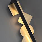 Бра вертикальное черного цвета с золотыми кругами и квадратами Gravyura варинант исполнения - 2 | Loft Concept в Сочи