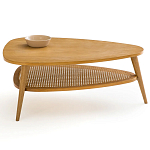 Журнальный стол из массива дуба и декором из плетеного ротанга Reyer Rattan Coffee Table варинант исполнения - 2 | Loft Concept в Сочи