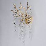 Бра золотого цвета с декоративными ветвями и прозрачными подвесками в форме листьев Droplet Chandelier варинант исполнения - 3 | Loft Concept в Сочи