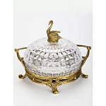 Конфетница из прозрачного рельефного стекла с ручкой и фигуркой лебедя Eden Garden варинант исполнения - 2 | Loft Concept в Сочи