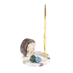 Часы настольные с шариковой металлической ручкой из натурального камня Stone Clock варинант исполнения - 2 | Loft Concept в Сочи