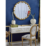 Зеркало круглое в фактурной золотистой раме из металла Mirror Golden Placer варинант исполнения - 2 | Loft Concept в Сочи