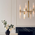 Люстра золотая с 16-ю тонкими цилиндрическими плафонами Shoulders варинант исполнения - 3 | Loft Concept в Сочи