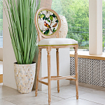 Барный стул золотистый из натурального бука с изображением птицы и цветов Blooming Birds варинант исполнения - 2 | Loft Concept в Сочи