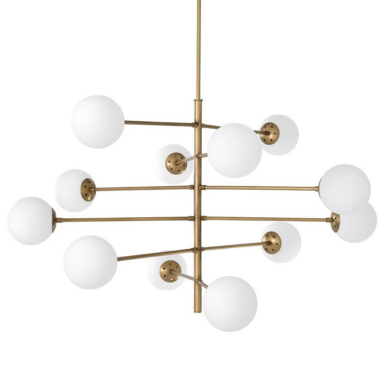 Люстра Chandelier Tortora Латунь Античная полированная Белый Люстра Chandelier Tortora Латунь Античная полированная Белый в Сочи | Loft Concept