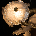 Люстра подвесная круглая с ветвистыми бронзовыми элементами и стеклянными рифлеными дисками Textured Glass Chandelier варинант исполнения - 5 | Loft Concept в Сочи