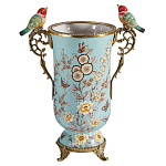 Ваза с двумя птичками из фарфора с бронзовыми элементами Garden of Eden варинант исполнения - 1 | Loft Concept в Сочи