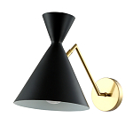 Бра черного цвета с конусообразным плафоном на золотом основании Loft Metal варинант исполнения - 1 | Loft Concept в Сочи
