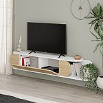ТВ-тумба подвесная белая с полкой и откидной дверцей цвета древесины TONE TV STAND WHITE варинант исполнения - 3 | Loft Concept в Сочи