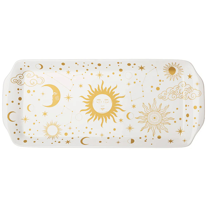 Блюдо прямоугольное из фарфора с рисунком звезд и созвездий Porcelain Astronomy Collection Белый Золотой Блюдо прямоугольное из фарфора с рисунком звезд и созвездий Porcelain Astronomy Collection Белый Золотой в Сочи | Loft Concept