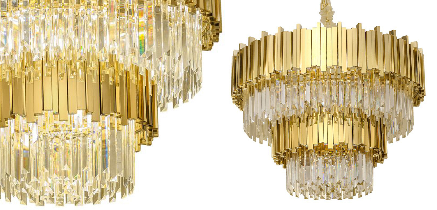 Круглая многоярусная люстра Luxxu Modern Cascade Chandelier Gold Metal Glass 80 Круглая многоярусная люстра Luxxu Modern Cascade Chandelier Gold Metal Glass 80 - Loft-Concept в Сочи
