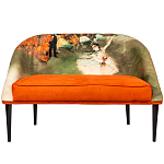 Диван двухместный из натурального бука оранжевый с цветным принтом Impressionism in Art варинант исполнения - 1 | Loft Concept в Сочи