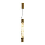 Подвесной светильник цилиндрической формы с плафоном из алебастра и металлическими торцами Латунь 60 см Cryptocrystalline Stone варинант исполнения - 2 | Loft Concept в Сочи