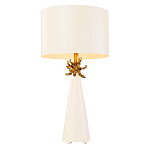 Настольная лампа с декоративным элементом золотого цвета и цилиндрическим абажуром из папье-маше светлого оттенка Flambeau варинант исполнения - 1 | Loft Concept в Сочи