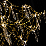 Люстра подвесная с изогнутым металлическим каркасом и множеством хрустальных подвесок Золото Диаметр 80 см Quasar варинант исполнения - 1 | Loft Concept в Сочи